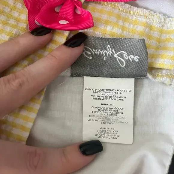 Emily Rose Yellow Gingham Butterfly Sundress Girls Size 5 Ruffle Bow Summer - Picture 10 of 12